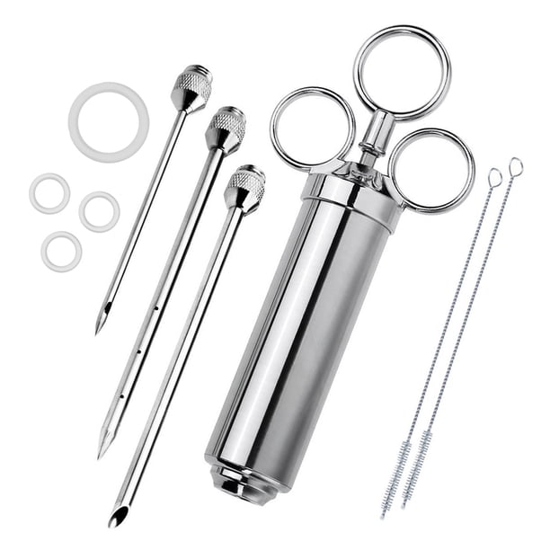 Inyector De Adobo De 4 Carne, Acero Inoxidable 304, 3 Agujas, Salsa, Condimento, Barbacoa, Ahumador, Parrilla, Bestia, Pavo, Accesorios Para Condimentos De Cocina
