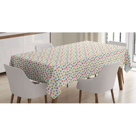 

Hearts Tablecloth Variety of Colorful Heart with Smiling Faces and Funny Facial Expression Print Rectangle Satin Table Cover Accent for Dining Room and Kitchen 60 X 90 Multicolor by Ambesonne