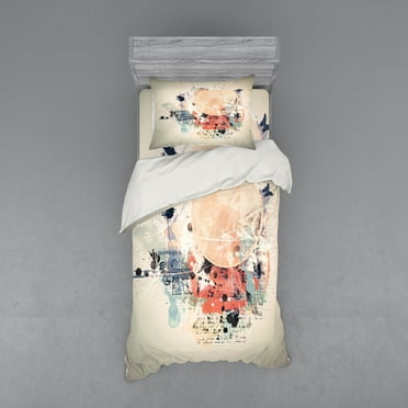 Ambesonne Abstract Bedding Set 3 Pcs, Grunge Mix Collage, Twin XL, Multicolor