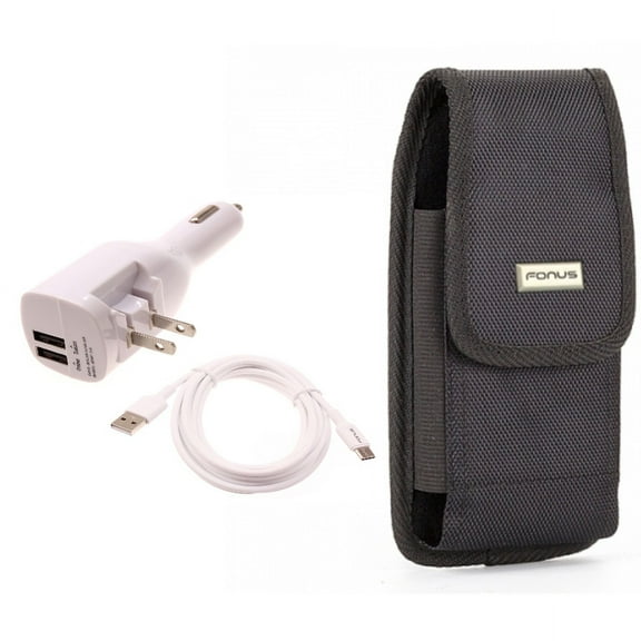 2-in-1 Car Home Charger & Case Belt Clip for iPhone 15 Pro - 6ft Long USB-C Cable TYPE-C Cord Travel Power Adapter Charging Wire and Swivel Holster Rugged Cover Q6P for iPhone 15 Pro (6.1")