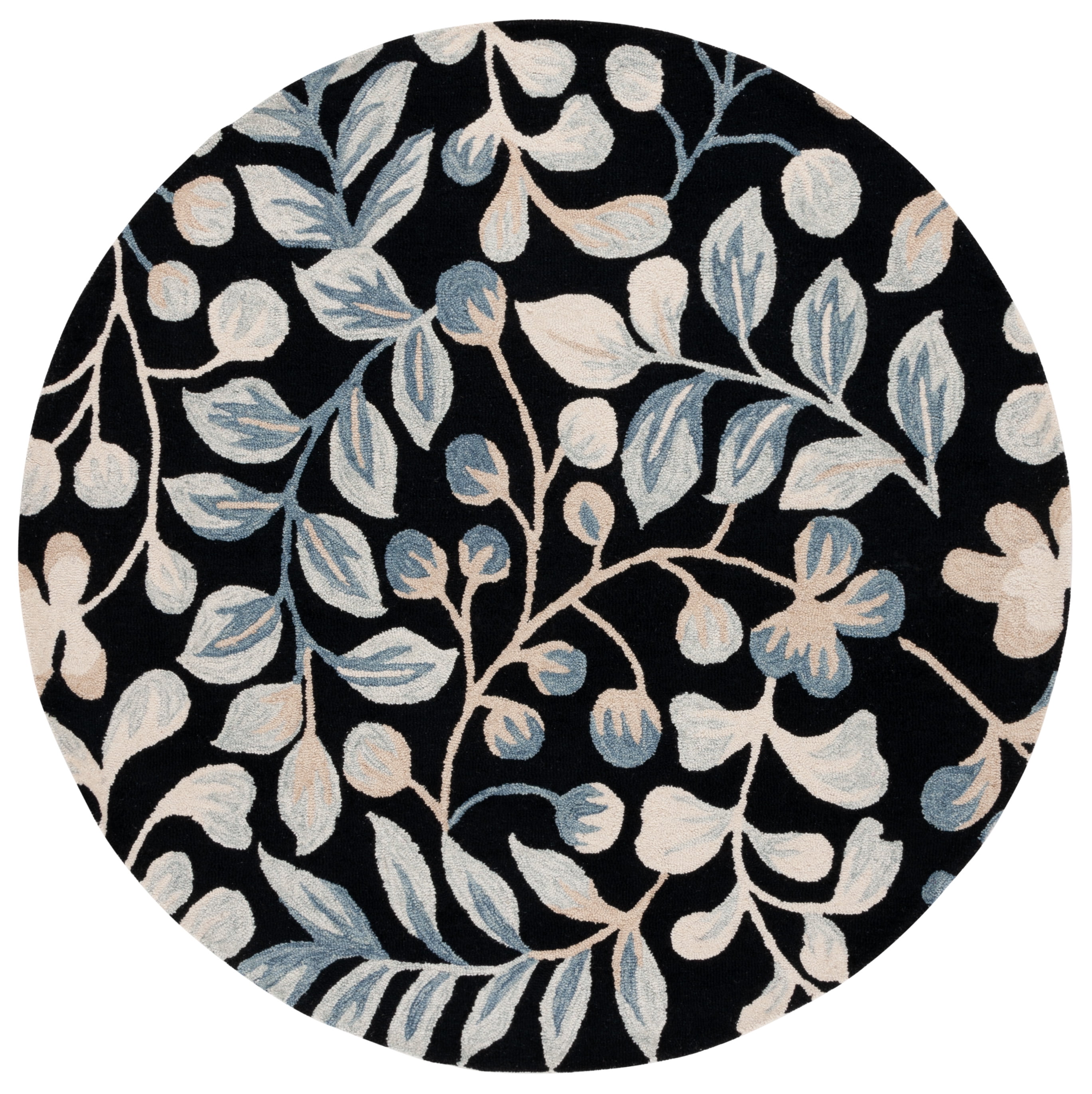 Safavieh Jardin Quinton Leaves Area Rug, Black/Ivory, 6' x 6' Round