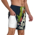 thumbnail image 2 of Kdxio Dinosaur Basketball Player Print Men'S Swim Trunks With Compression Liner 7 Inch Inseam Quick Dry Swim Shorts, 2 of 7