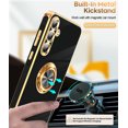 thumbnail image 2 of LeYi for Samsung Galaxy A35 5G Case: with Tempered Glass Screen Protector [2 Pack] 360° Rotatable Ring Holder Magnetic Kickstand, Plating Rose Gold Edge Samsung A35 5G Case, Black, 2 of 8