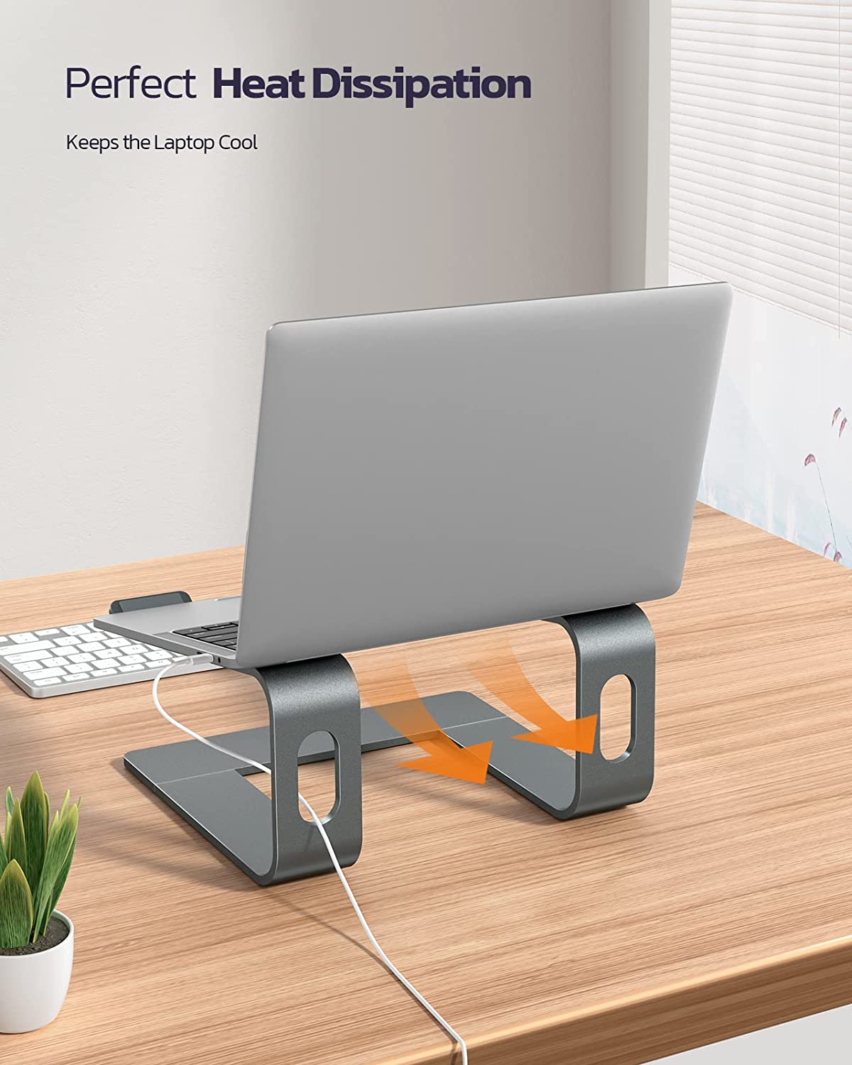 Nulaxy Laptop Stand, Ergonomic Aluminum Laptop Computer Stand, Detachable Laptop Riser Notebook Holder Stand Compatible with MacBook Air Pro, Dell XPS, HP, Lenovo More 10-15.6” Laptops- Grey - image 3 of 7