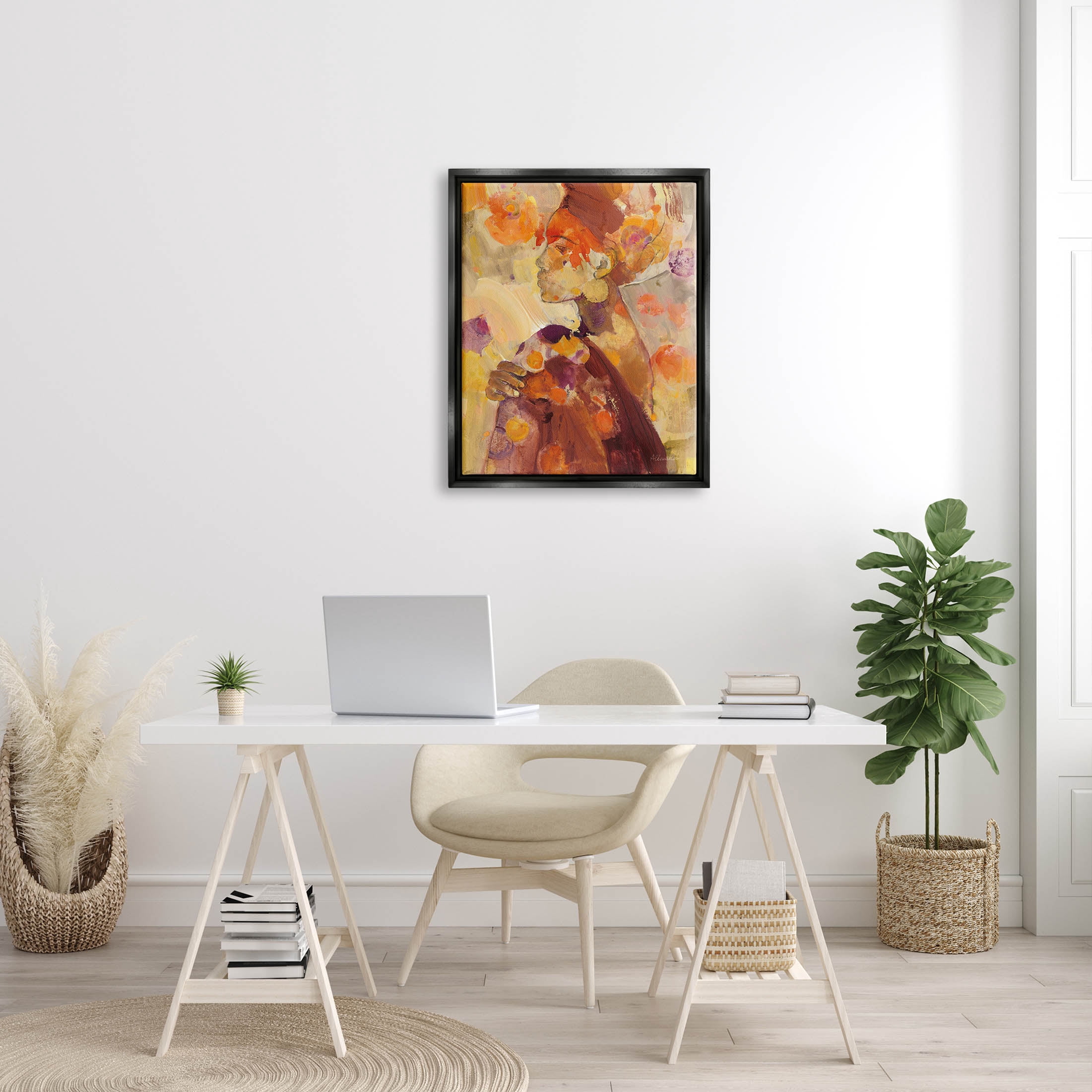 Stupell Industries Celebrate Beauty Modern Composition Painting Jet Black Floating Framed Canvas Print Wall Art, Design by Albena Hristova