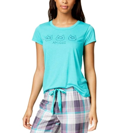 

Jenni by Jennifer Moore Embroidered-Graphic Pajama Top (Turquoise M)