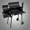 thumbnail image 5 of Smoker Grill, Outdoor BBQ Charcoal Grill W/2 Cooking Area, Portable Offset Smoker on Wheels for Patio Backyard Camping, 5 of 9