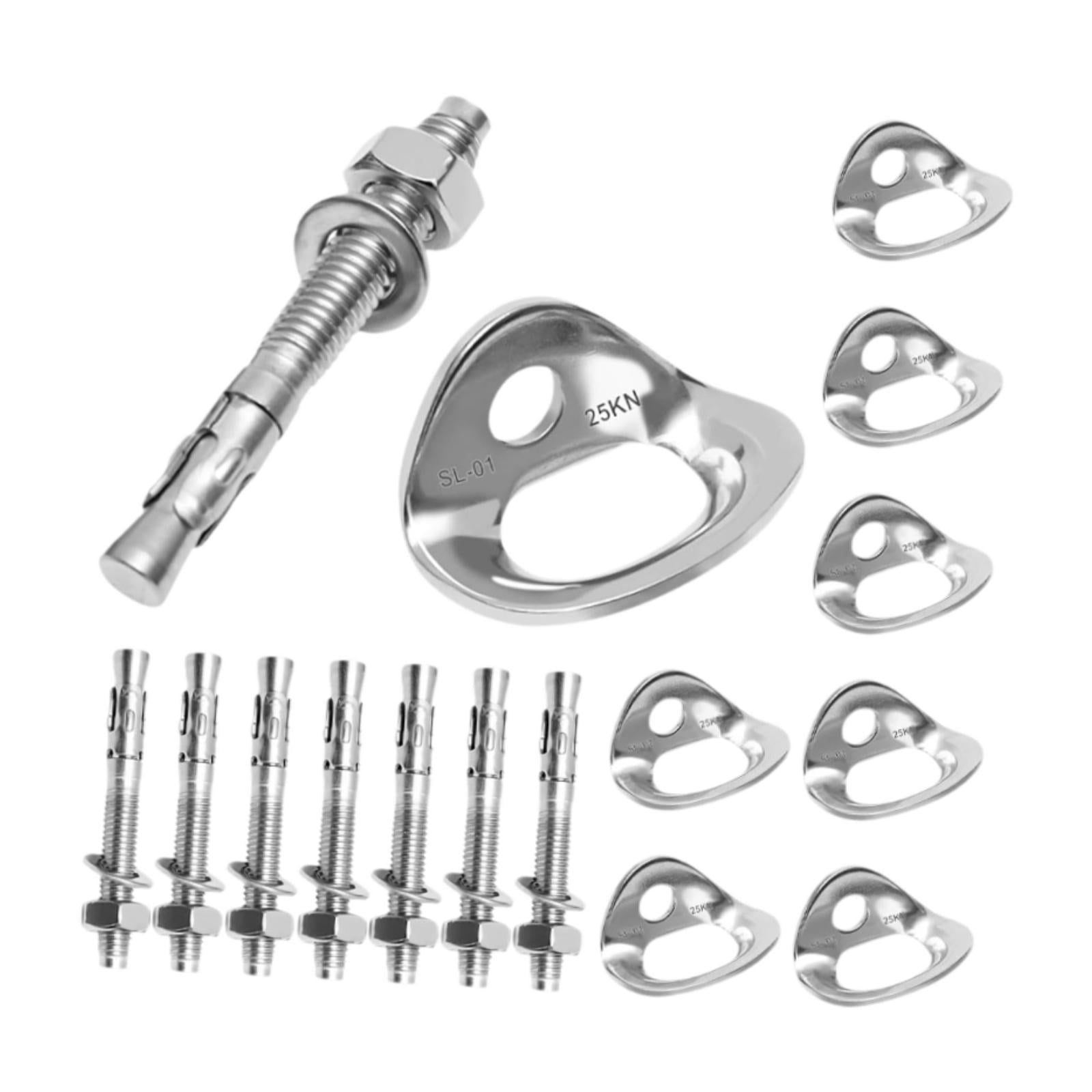 QccHieUs 8 Pieces Climbing Anchor Hangers Stainless Steel Professional Hanging Rings with