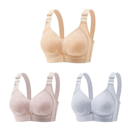 Mrat Sports Bras 3pc Womens Wireless Bras for Women Full Cover  Smoothing Comfort Bra  Adjustable Strap Breathable Bra Underwear Everyday Bras S-248 Orange M