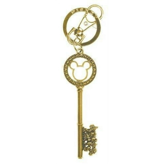 Master Key with Gem Beads Pewter Keyring Gold Color
