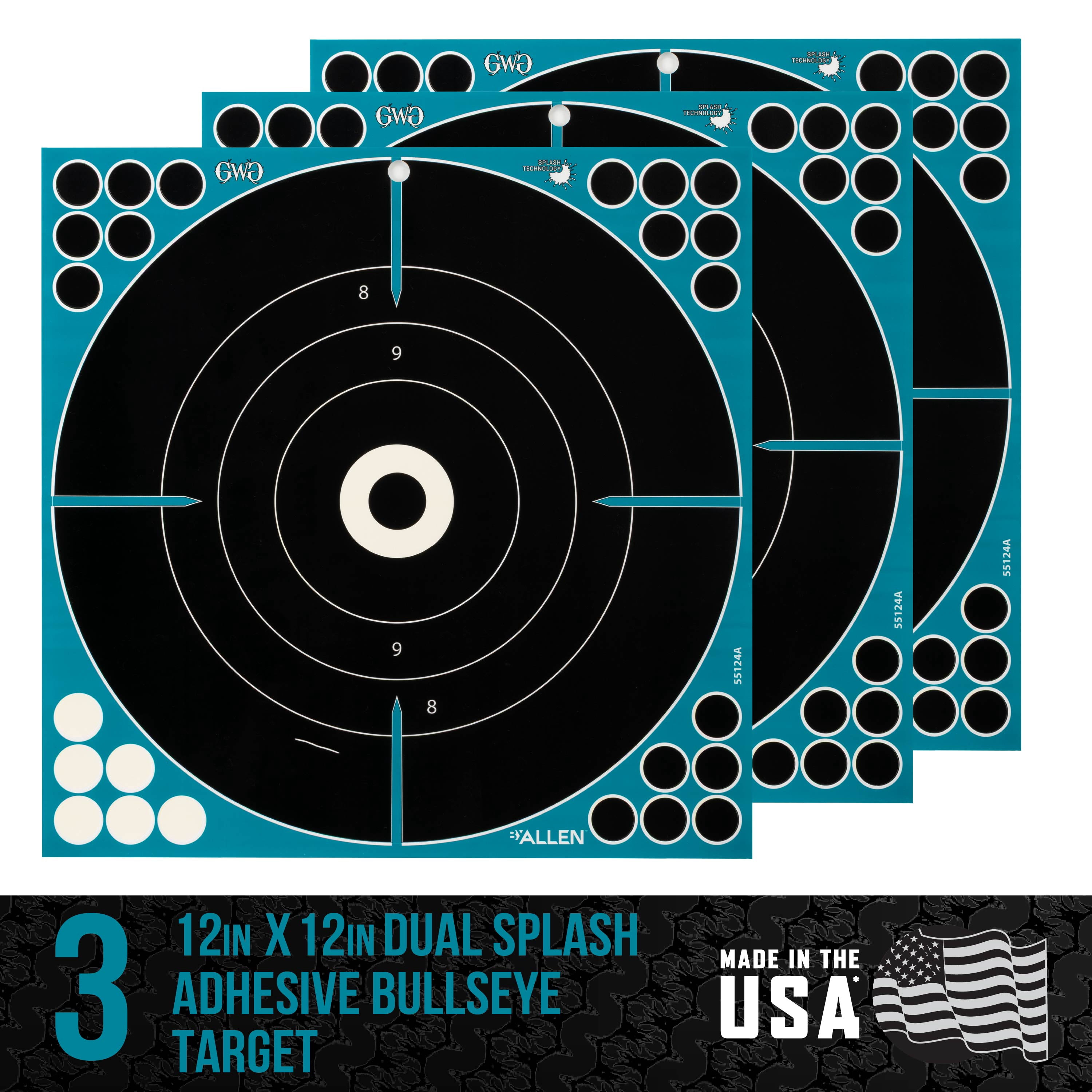 Girls With Guns Splash Adhesive Bullseye Targets, 12 x 12 Inch, 3 Pack