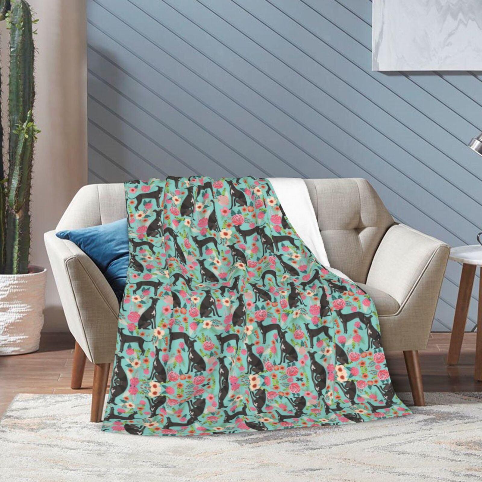 Wijzvio Italian Greyhound Dog Throw Blanket Soft Fuzzy Fleece Blanket For Couch Bed Living Room Decoration 60"X50"