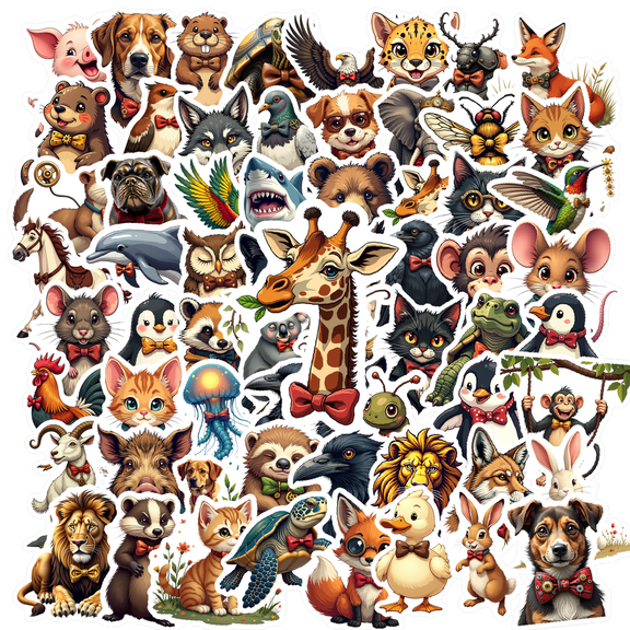 Cartoon Animal Stickers, Waterproof Animal Sticker for Water Bottle Laptop Phone Cases Planner Skateboard Luggage Helmet Party Favor Decor, Ideal for Adults Teens Teacher Rewards