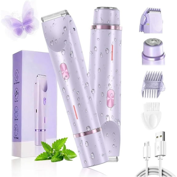 2 in 1 Women Electric Razor, Dual Head Bikini Trimmer for Women IPX7 Waterproof Body Hair Trimmer and Facial Hair Remover for Bikini Underarm Leg Arm Body Face (No ratings yet)