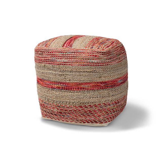 Otomano Baxton Studio Caiman Puf DE cáñamo Tejido a mano DE inspiración marroquí Multicolor