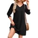 thumbnail image 2 of Vestido de verano WIHOLL con cuello en V y manga 3/4 para mujer, negro XL, 2 of 4