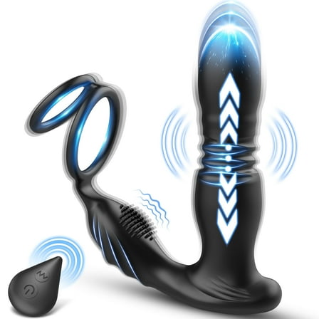 Adorime 3-in-1 Vibrating Prostate Massager with Penis Ring, Black