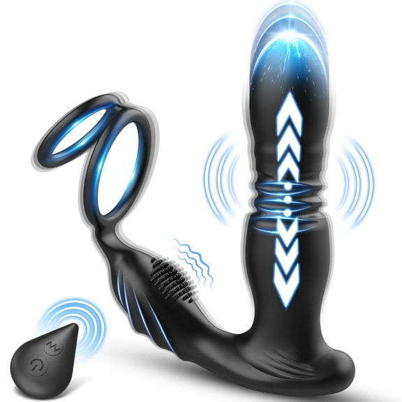 Adorime 3-in-1 Vibrating Prostate Massager with Penis Ring, Black