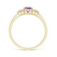 thumbnail image 2 of ANGARA Natural Oval Amethyst Solitaire Ring with Diamond Clusters in 14K Yellow Gold for Women (Size-7x5mm) | February Birthstone, Anniversary, Jewelry Gift for Women | Natural Amethyst Ring, 2 of 7