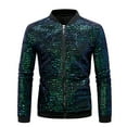 thumbnail image 1 of Blusa y camisa formal de manga larga con cuello vuelto para hombre, camisa con hebilla de lentejuelas y cuello, camisa de manga corta con cara brillante, blusa para hombre, 1 of 3