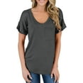 thumbnail image 3 of Women's Short Sleeve V-Neck Shirts Loose Casual Tee T-Shirt, 3 of 5