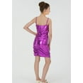 thumbnail image 2 of 2Bunnies Girls' 8-14Y Tween Teen Bodycon Spaghetti Strap Party Dance Metallic Mini Dress, 2 of 5