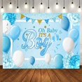 thumbnail image 1 of Aperturee Blue Balloons Floral Its A Boy Baby Shower Backdrop, 1 of 8