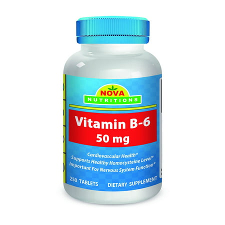 Nova Nutritions La vitamine B6 pyridoxine 50 mg 250 comprimés, vitamine B6 pour Cardiovasular et la santé du système nerveux