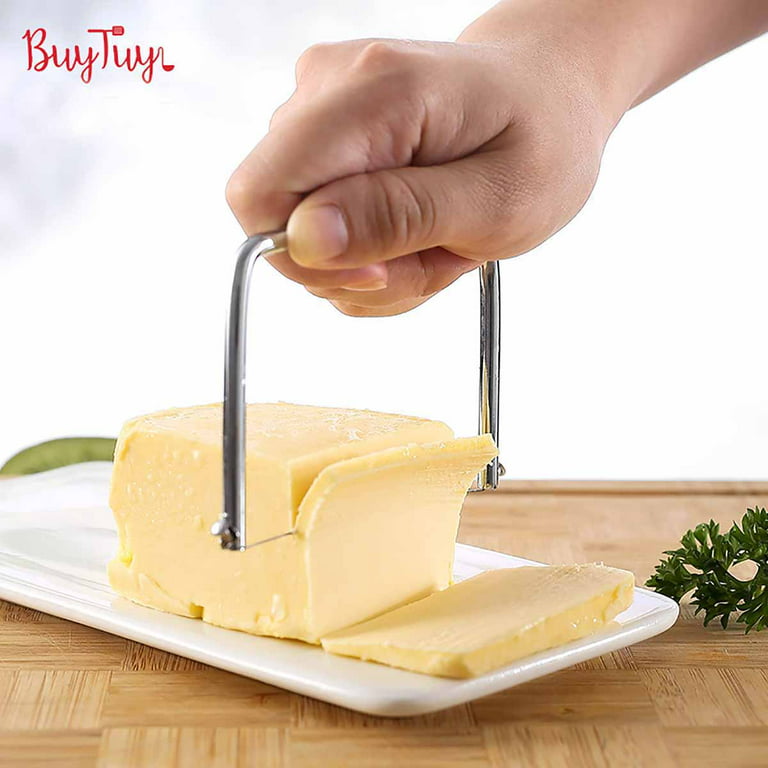 2pcs SUCCLACE Stainless Steel Cheese Butter Wire Slicer Cutter for Kitchen  Good for Block Cube Cheese 