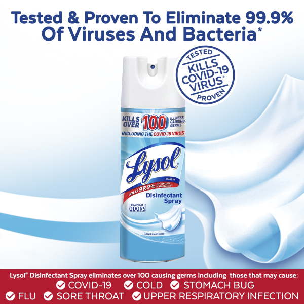 Lysol Disinfectant Spray for Sanitizing Antibacterial Disinfecting, Crisp Linen, 12.5 fl oz
