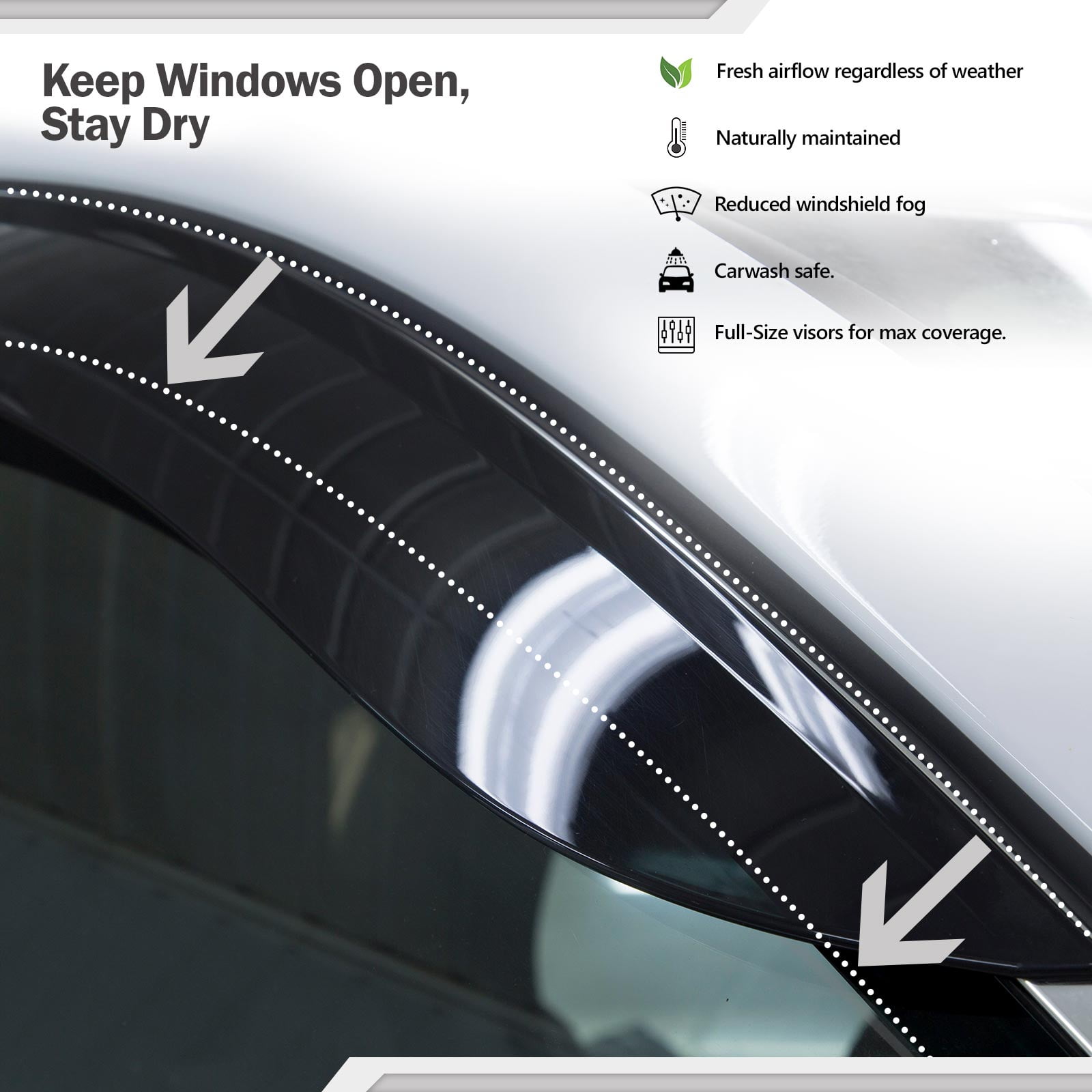 JSP Side Window Deflector Strip, Out-Channel Rain Guard for Chevrolet Cruze 2016-2019, Dark Smoke Acrylic, Adhesive Tape Mount Wind/Sun/Rain Shade, Set of 4