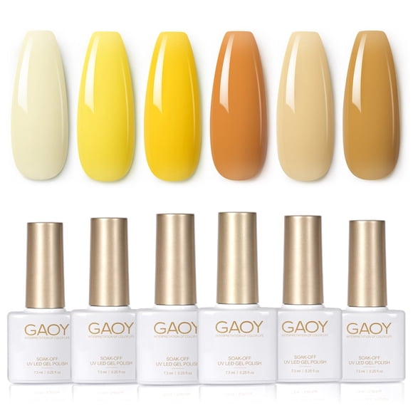 Set de esmaltes de uñas GAOY, gel amarillo y naranja, 6 colores, 7,3 ml