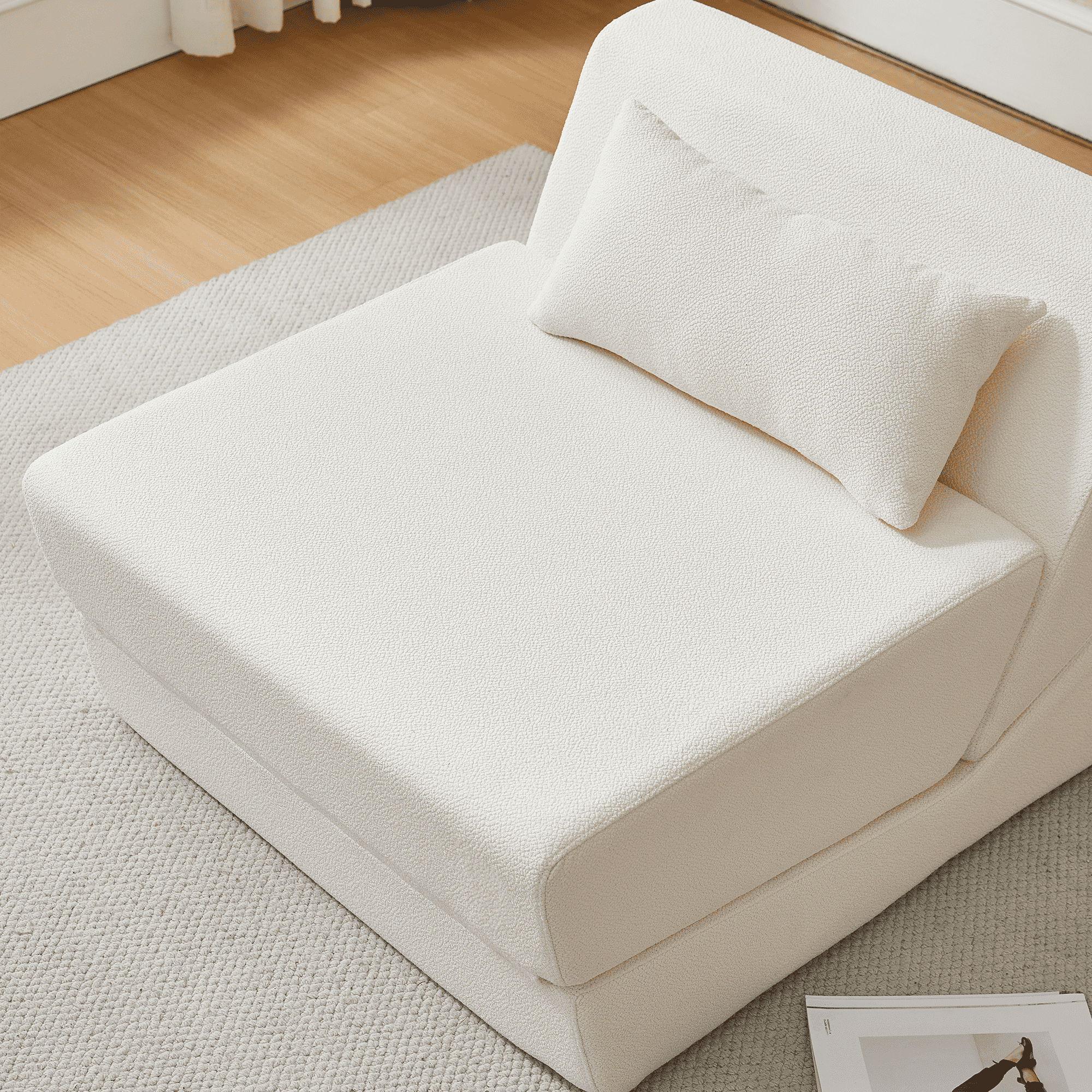 MAYEERTY Convertible Sofa Chair Alpaca Wool Fabric 2-in-1 Compressed Sofa Bed for Small Spaces