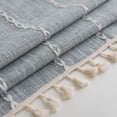 thumbnail image 3 of Waterproof Farmhouse Burlap Tablecloth with Tassel, Cotton Linen Rustic Embroidery Table Cloths 55x55 - Light grey, 3 of 6