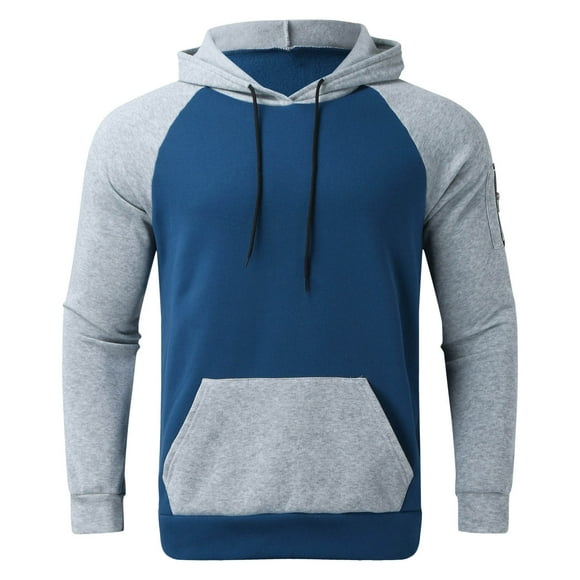 Aqestyerly tops for Men New Long Sleeve Multicolor Hoodie Men'S Fleecy Zipper Pocket top for Autumn/Winter Hooded Sweatshirts