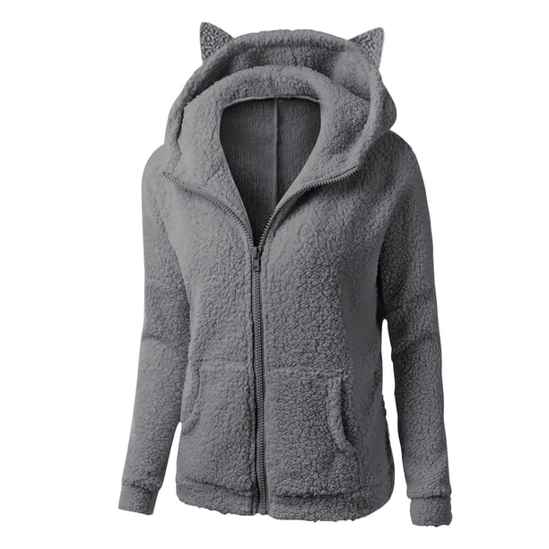 Puntoco Abrigo de Mujer Sudadera con Capucha de Invierno Abrigo de Lana cálida de Manga Larga con Cremallera Outweartops con Bolsillo Liquidación de Navidad Puntoco Puntoco-3731