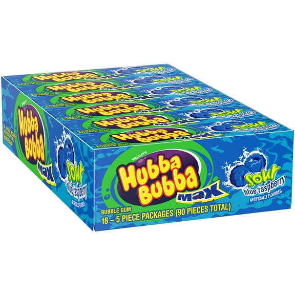 Hubba Bubba Gum Sour Blue Raspberry, 5 Pc (Innerpack of 18)