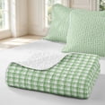 thumbnail image 4 of Manfei Minimalism Check Quilt King,Classic Plaid King Coverlet Set,Green,3pcs,1 Bedspread and 2 Pillowcases, 4 of 7
