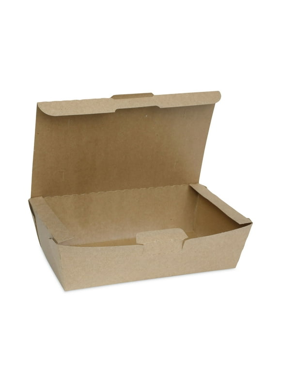 Pactiv Evergreen EarthChoice Tamper Evident OneBox Paper Box, 9.04 x 4.85 x 2.75, Kraft, 162/Carton -PCTNOB04SKECTE