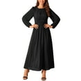 thumbnail image 2 of INSPIRE CHIC Vestidos de Mujer Cuello Redondo Mangas Largas de Linterna Vestido Maxi Formal L Negro, 2 of 5