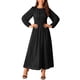thumbnail image 2 of INSPIRE CHIC Vestidos de Mujer Cuello Redondo Mangas Largas de Linterna Vestido Maxi Formal de Chifón S Negro, 2 of 5