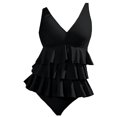 thumbnail image 5 of Baqcunre Full Coverage Retro Swim Dress: Women's Ruffle Tummy Bathing Suit for Elegance, 1 Pc Swimsuit Black 2XL, 5 of 5