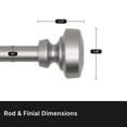 thumbnail image 4 of Lumino 5/8" Easy Mount Collection Shannon Nickel Knob Adjustable Curtain Rod Set, 32-84", 4 of 7