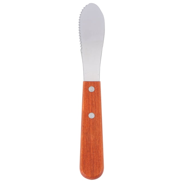 Stainless Steel and Wood Butter Spatula for Cake Smoother with Assorted Color Handle Firm and Easy to Hold 1pc