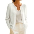 thumbnail image 2 of Brnmyaeo Women's 2026 Fall Cable Knit Cardigans Crew Neck Button Down Front Sweaters Casual Long Sleeve Soft Stretchy Open Front Outerwear, 2 of 5