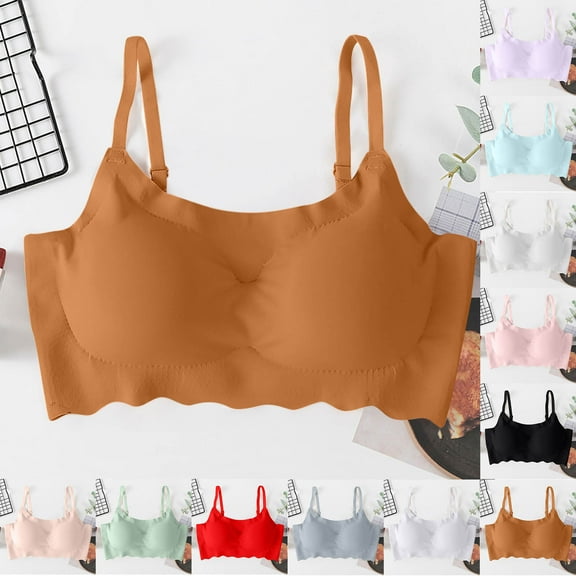 SMihono Bralettes for Women Adjustable Straps Bralette Padded Seamless Workout Bralette Comfort Cami Tank Everyday Basic Bra Beige L