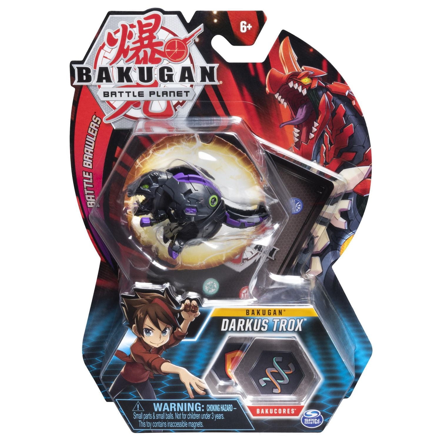 Bakugan, Darkus Trox, 2-inch Tall Collectible Transforming Creature, for Ages 6 and Up