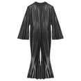 thumbnail image 5 of Eandarui Men's 70s Disco Metallic Shiny Jumpsuit Costume Flare Long Sleeve One Piece Rompers Black 4XL, 5 of 7