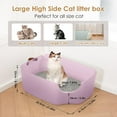 thumbnail image 2 of New Large Cat Litter Box, High Sided Litter Box for Big Cats with Leather Side Handle & Litter Scoop – 22" L x 16" W x 8.8" H, Durable Litter Pan & Easy-to-Clean Litter Tray, Transparent Purple, 2 of 6