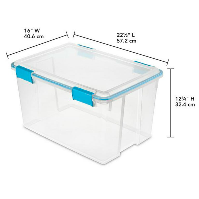 Sterilite Deep Plastic Stackable Storage Bin w/ Clear Latch Lid, Clear (4  Pack)